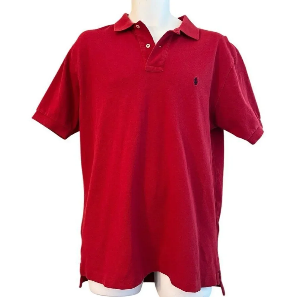 Polo By Ralph Lauren Men’s Large Red Polo Shirt Embroidered Pony Vintage
